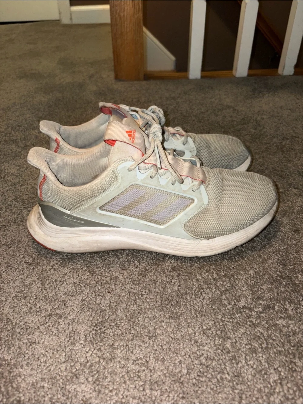 adidas Women's Pale Pink and White Athletic Sneakers
